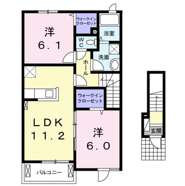 セレッソ・アンジュII(2LDK/2階)の間取り写真