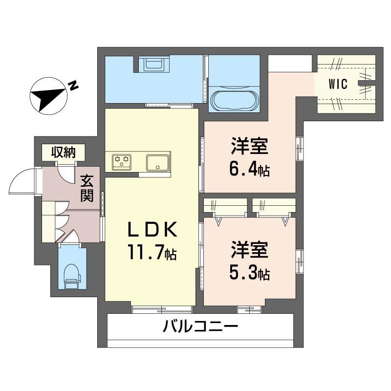 スプリング クレスト(2LDK/2階)の間取り写真