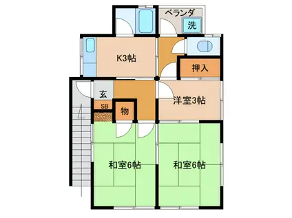 福葉 宮原八丁目アパート202(3K/2階)の間取り写真