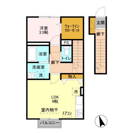 ジュンクレスト(1LDK/2階)の間取り写真
