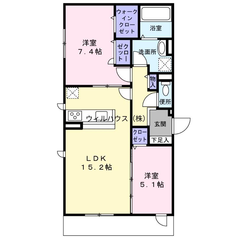 シャ・ブラン(2LDK/3階)の間取り写真
