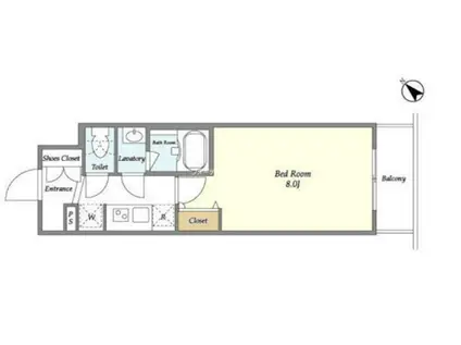 ライトテラス蔵前(1K/2階)の間取り写真