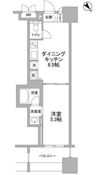 パークフラッツ横濱公園(1DK/4階)の間取り写真