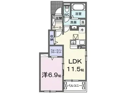 プレミアム31番館(1LDK/1階)の間取り写真