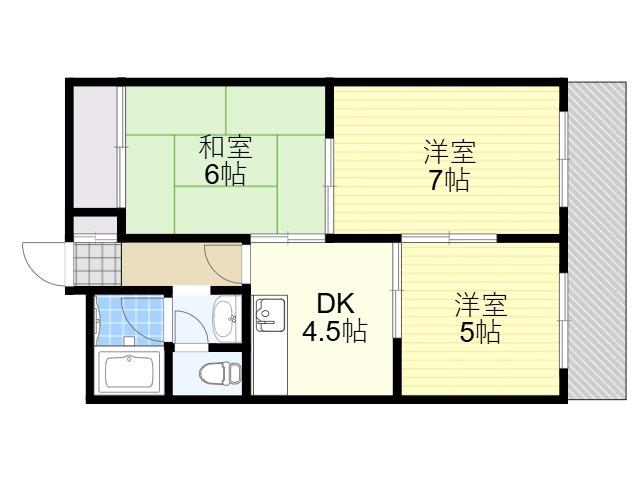 ホワイトハイツ(3DK/1階)の間取り写真