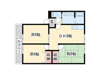 サンガーデンI C(3DK/1階)の間取り写真