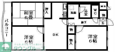 ダンデライアン鵠沼(3DK/4階)の間取り写真