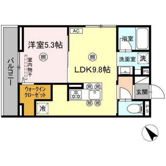 D-ROOM庚午中(1LDK/3階)の間取り写真
