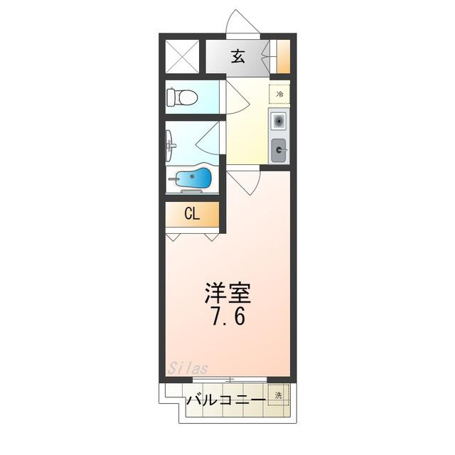 ベルデ堺東(1K/4階)の間取り写真