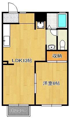 リヴァー下到津(1LDK/2階)の間取り写真