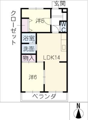エターナル(2LDK/3階)の間取り写真