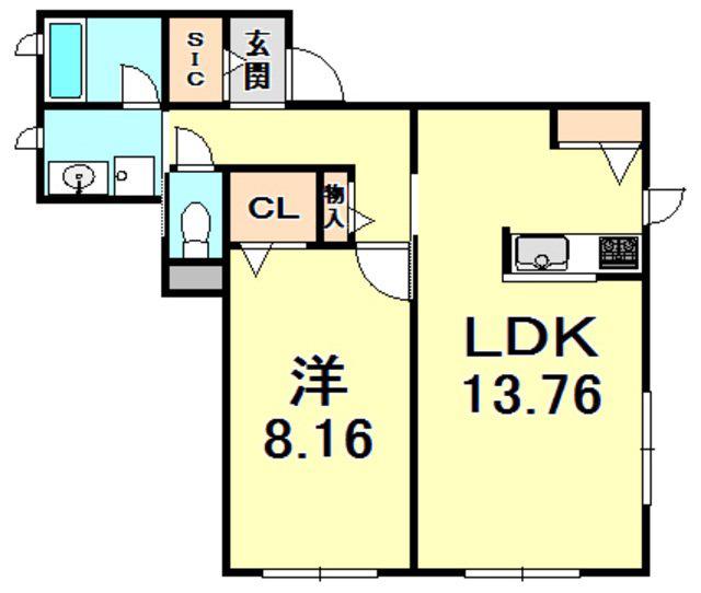 シャーメゾンTOKOHA芦屋(1LDK/1階)の間取り写真