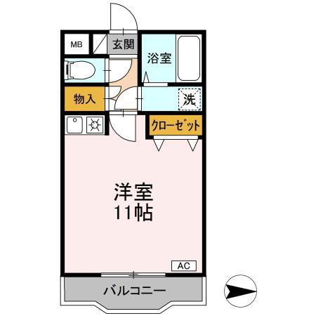 クリスタル甲府善光寺(ワンルーム/3階)の間取り写真