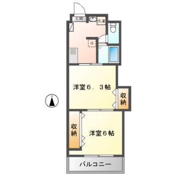 プレステージ名古屋(2K/11階)の間取り写真