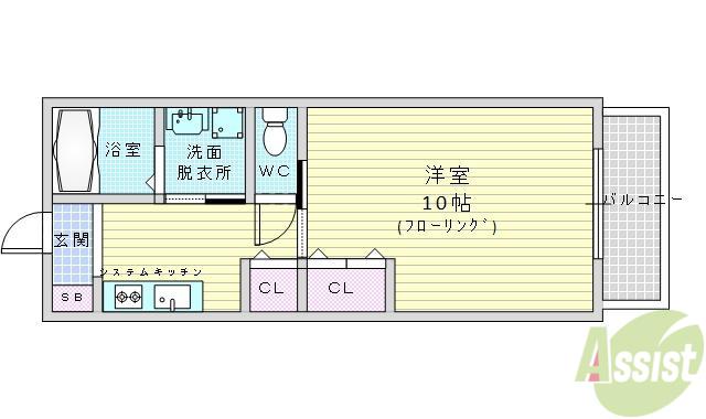 チェリーコート小野原(1K/3階)の間取り写真