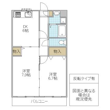 クリアマンション(2DK/3階)の間取り写真