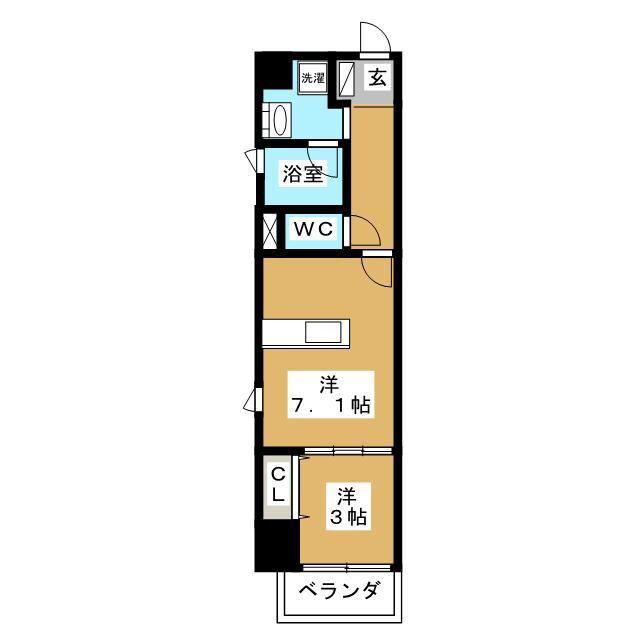 シーズンフラッツ錦糸町ウエスト(1DK/4階)の間取り写真