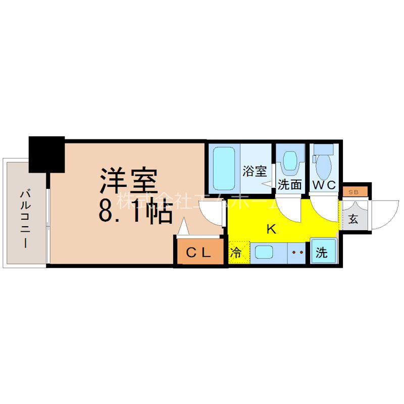 プレサンス東別院駅前(1K/8階)の間取り写真