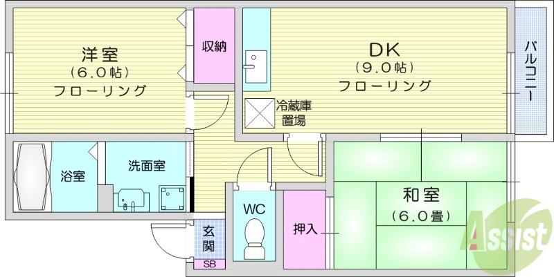 シェランジュ(2DK/2階)の間取り写真