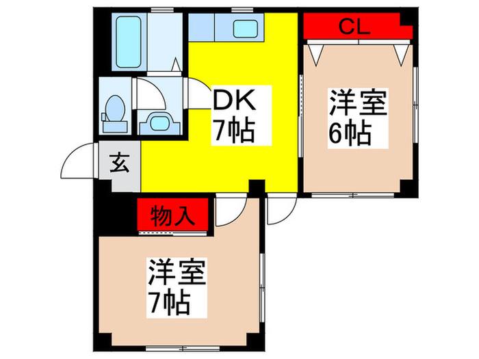 行徳ハイム(2DK/1階)の間取り写真