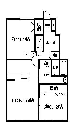 士別エコハウス1(2LDK/1階)の間取り写真