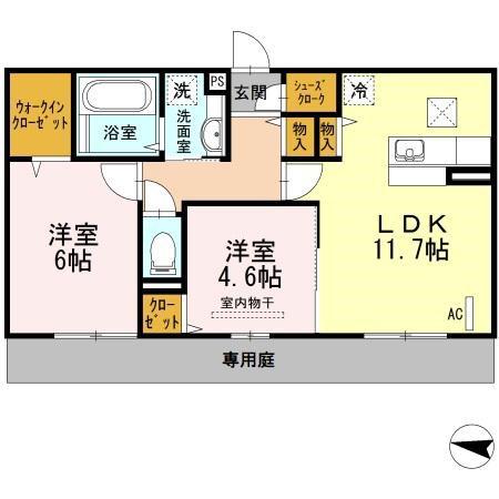 D-ROOM大濠(2LDK/1階)の間取り写真