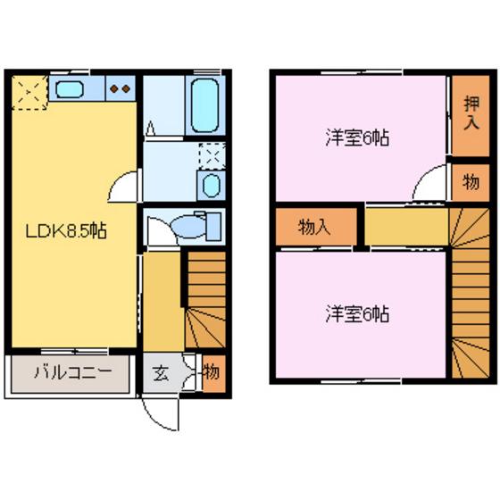 ラ・メゾン木津新(2DK/1階)の間取り写真