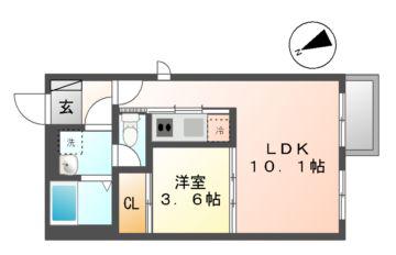 SCOTTSDALE(1LDK/3階)の間取り写真
