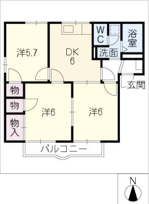 リヴ大吉(3DK/2階)の間取り写真
