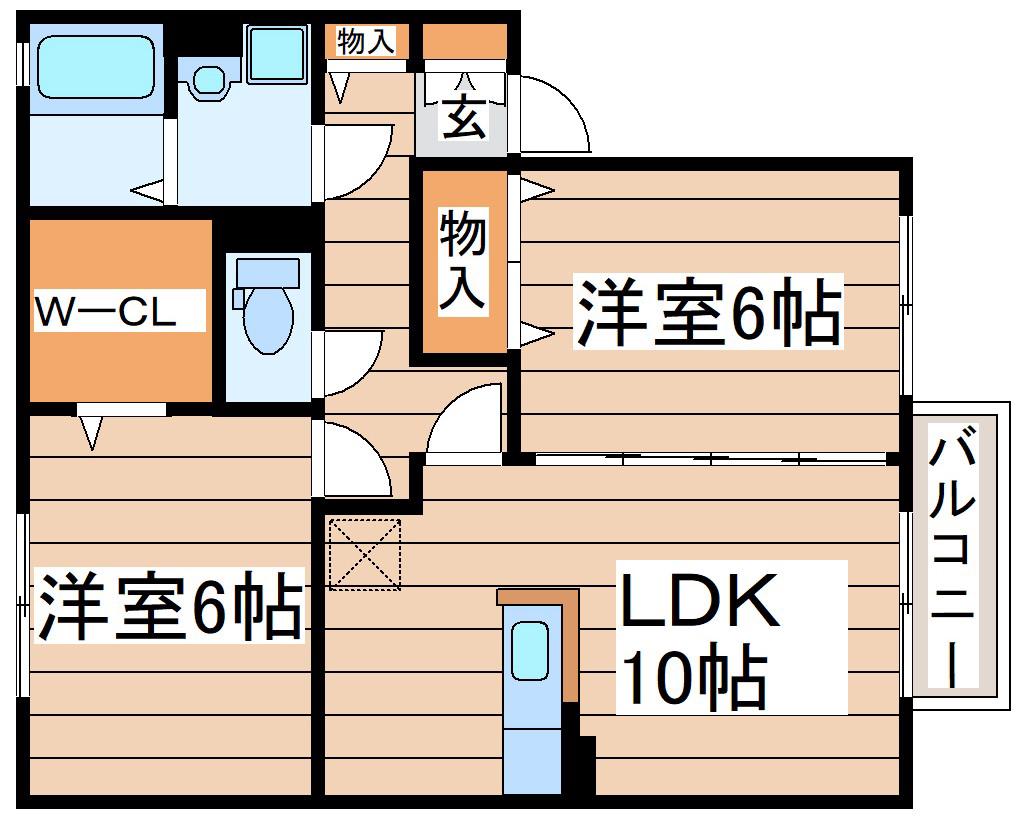 ロワールI(2LDK/1階)の間取り写真
