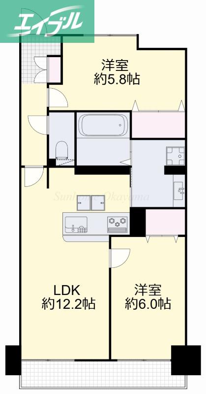 アルファライフ高柳(2LDK/1階)の間取り写真