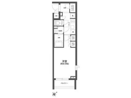 グランパセオ四谷若葉(1K/2階)の間取り写真