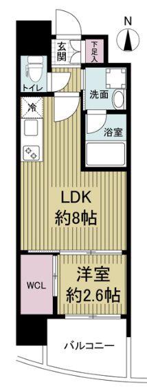 セレニテ神戸元町プリエ(1LDK/14階)の間取り写真