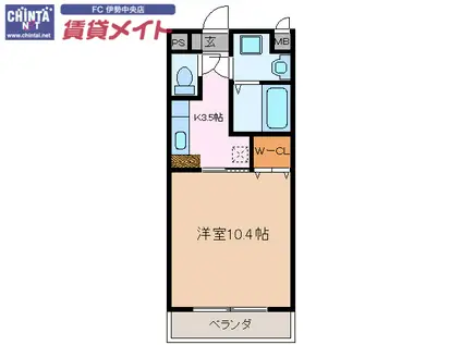 メゾンブローニュ一之木(1K/7階)の間取り写真