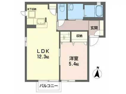 トクソテース(1LDK/1階)の間取り写真