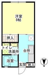 サウスクラウズII(1K/2階)の間取り写真
