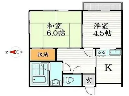 ロングハイツ(2DK/1階)の間取り写真