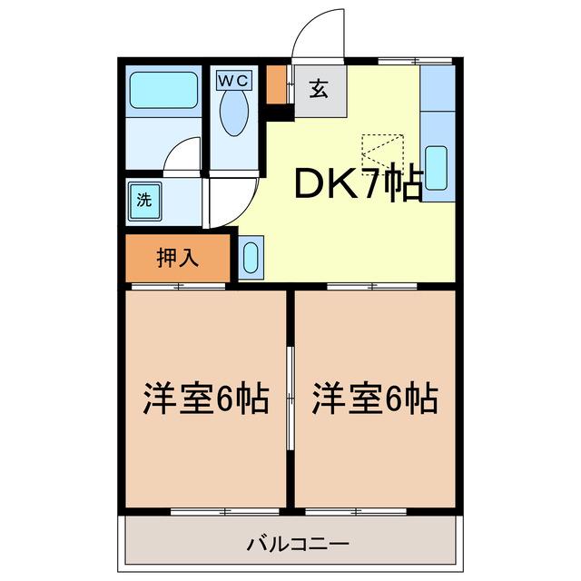 ウエストリバーマンションI(2DK/1階)の間取り写真