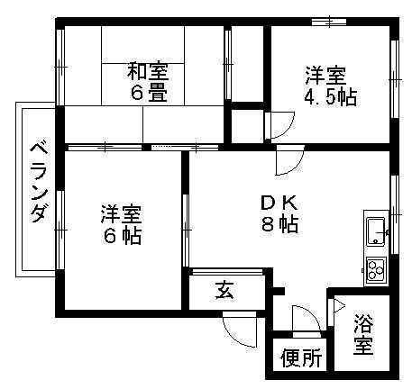 ハイツサンシャインA(3DK/2階)の間取り写真