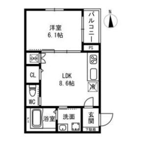 トップヒル森河内(1LDK/3階)の間取り写真