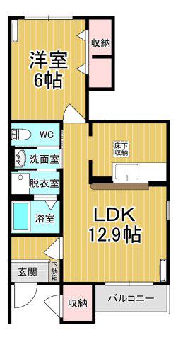 アニメート・ヴィラC(1LDK/1階)の間取り写真