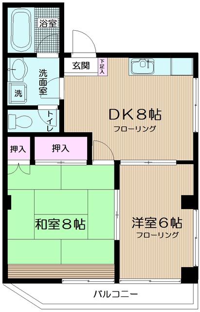 アルファパレス(2DK/4階)の間取り写真