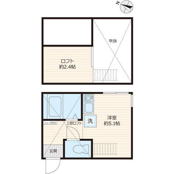 ヒルズ洋光台II A棟(ワンルーム/2階)の間取り写真