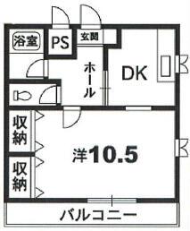 ＪＲ高徳線 吉成駅 徒歩17分 2階建 築31年(1DK/2階)の間取り写真