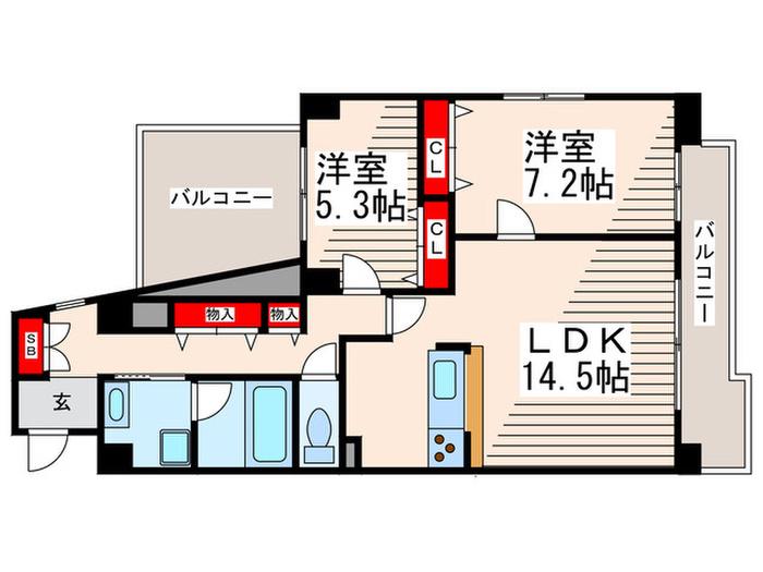 サンジェームス(2LDK/7階)の間取り写真