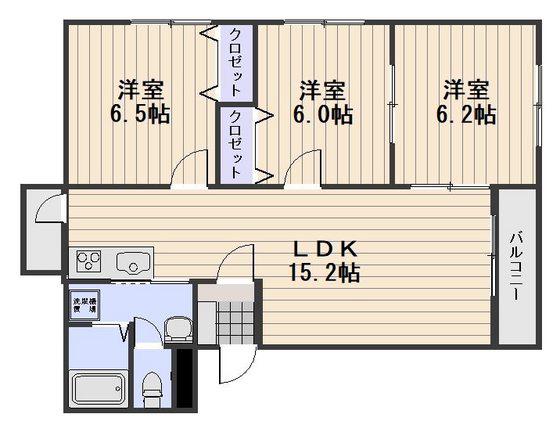 カーサソラーレ(3LDK/2階)の間取り写真
