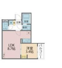 カインドネス東浦和(1LDK/2階)の間取り写真