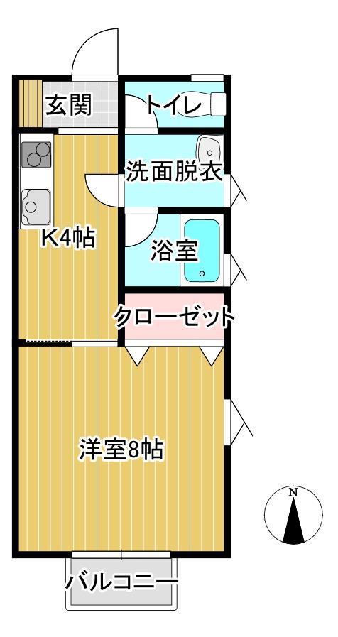 ステイションハイツ大通(1K/2階)の間取り写真