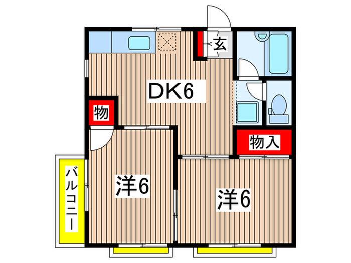 ジョイプレイス黒砂(2DK/2階)の間取り写真