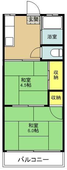 八石荘(2K/2階)の間取り写真